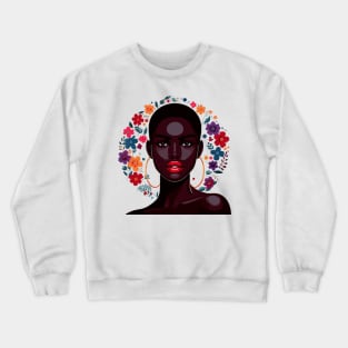 Afrocentric Woman Flowers Crewneck Sweatshirt